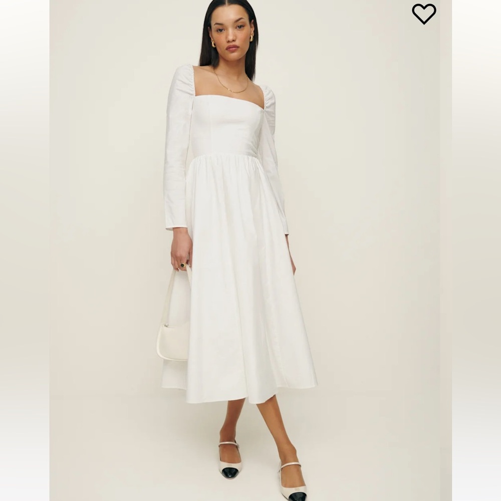 BNWT Size 0 Reformation Elly White Flared Midi Dress